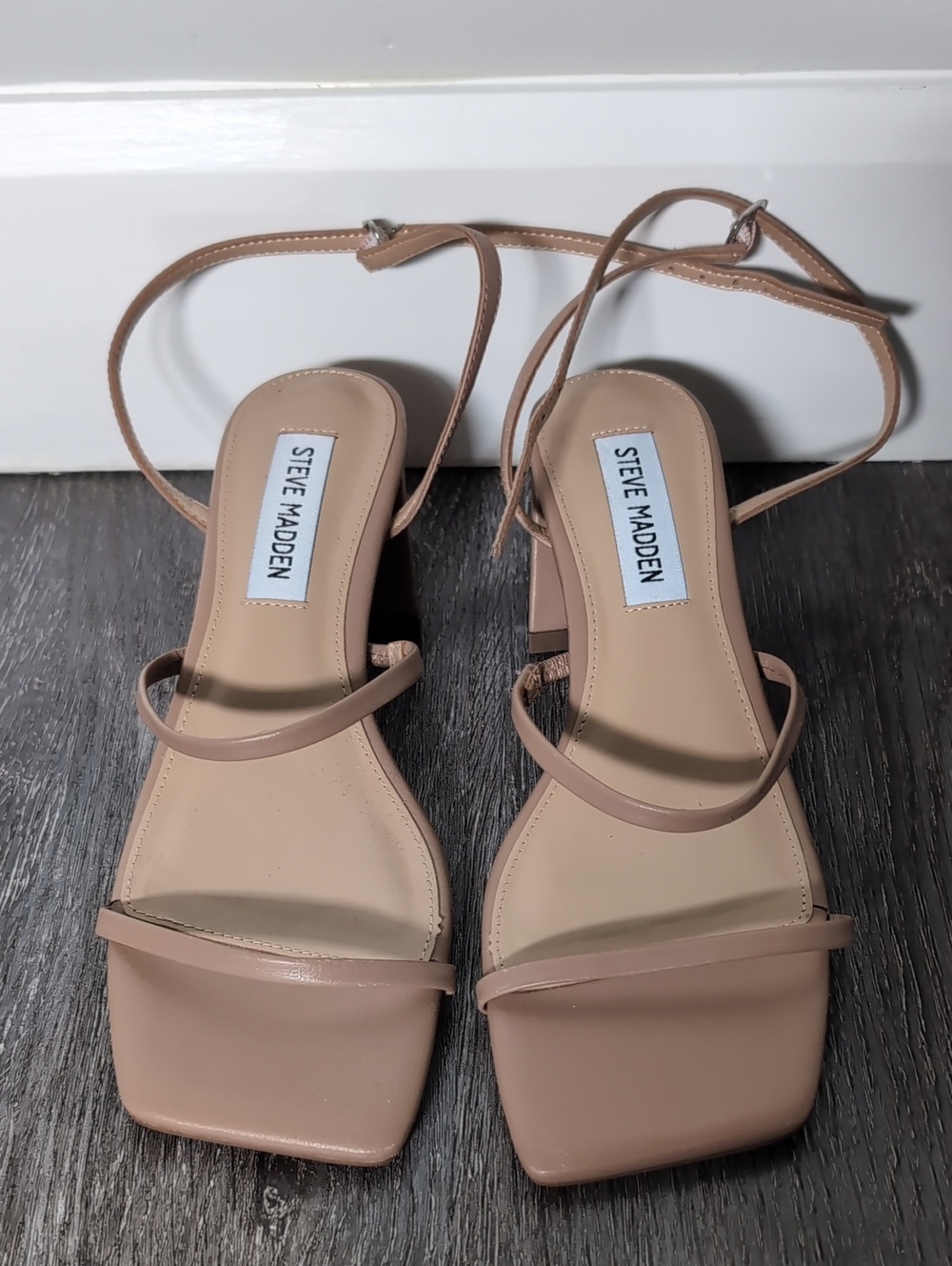 Steve Madden Beige Strappy Block Heel Sandals